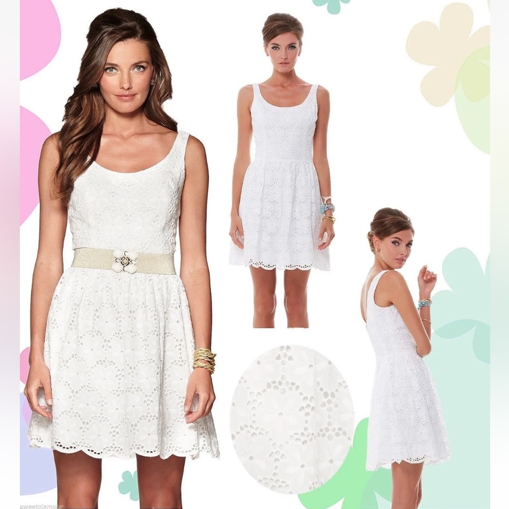 Lilly Pulitzer Calhoun Scoop Neck Charleston Eyelet Dress White Size 0 NEW